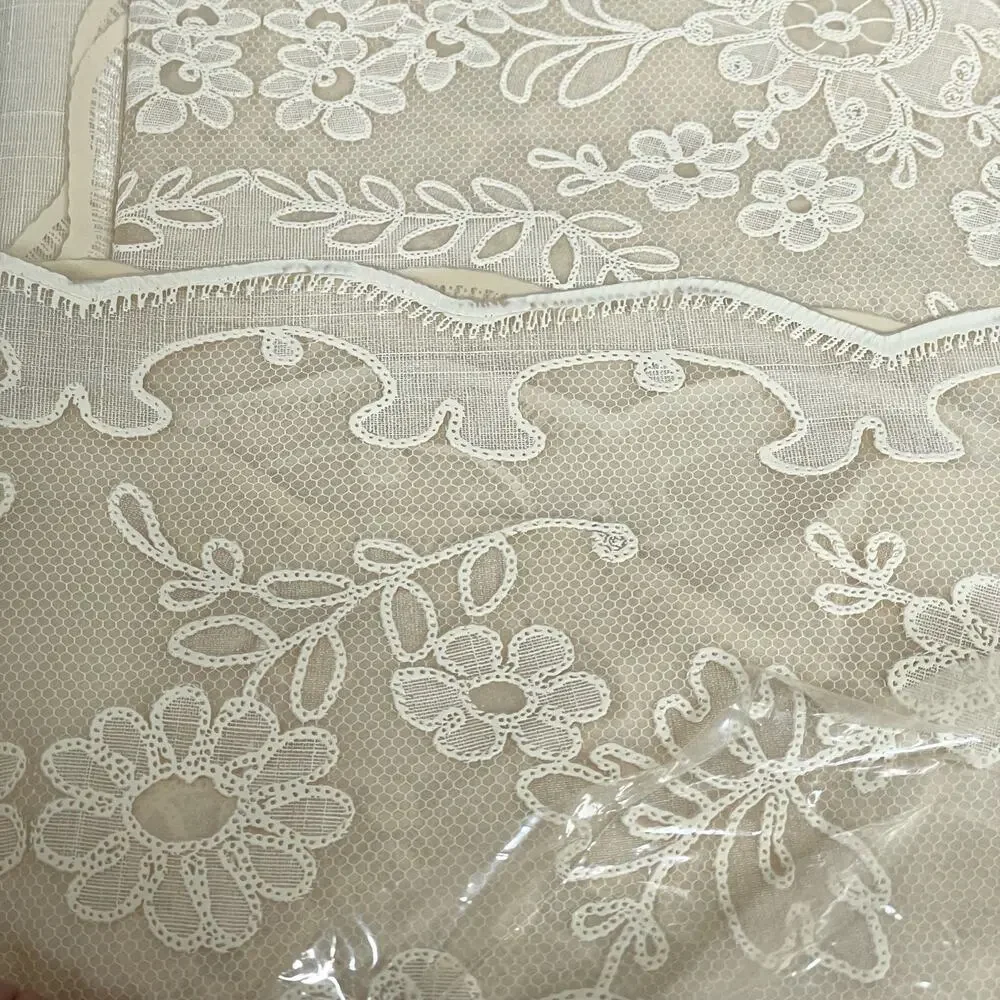 Vintage Vytex Tablecloth 60”x90” Oval Beige Vinyl Lace Melody New Granny Core